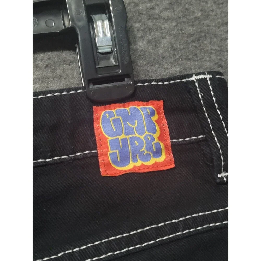 Empyre size 30 denim jeans black zip pockets tapered baggy